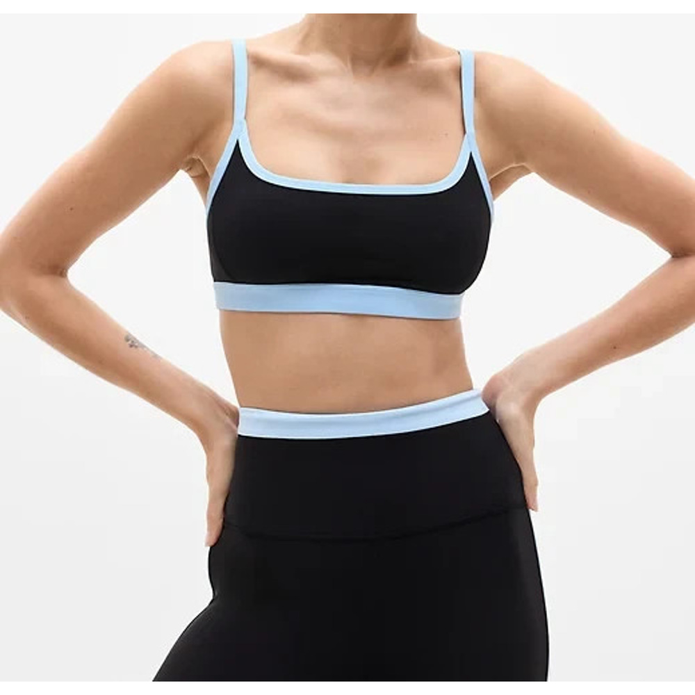 ATHLETA Square Neck Bra‎ A-C Black/Mist Blue Large A003961